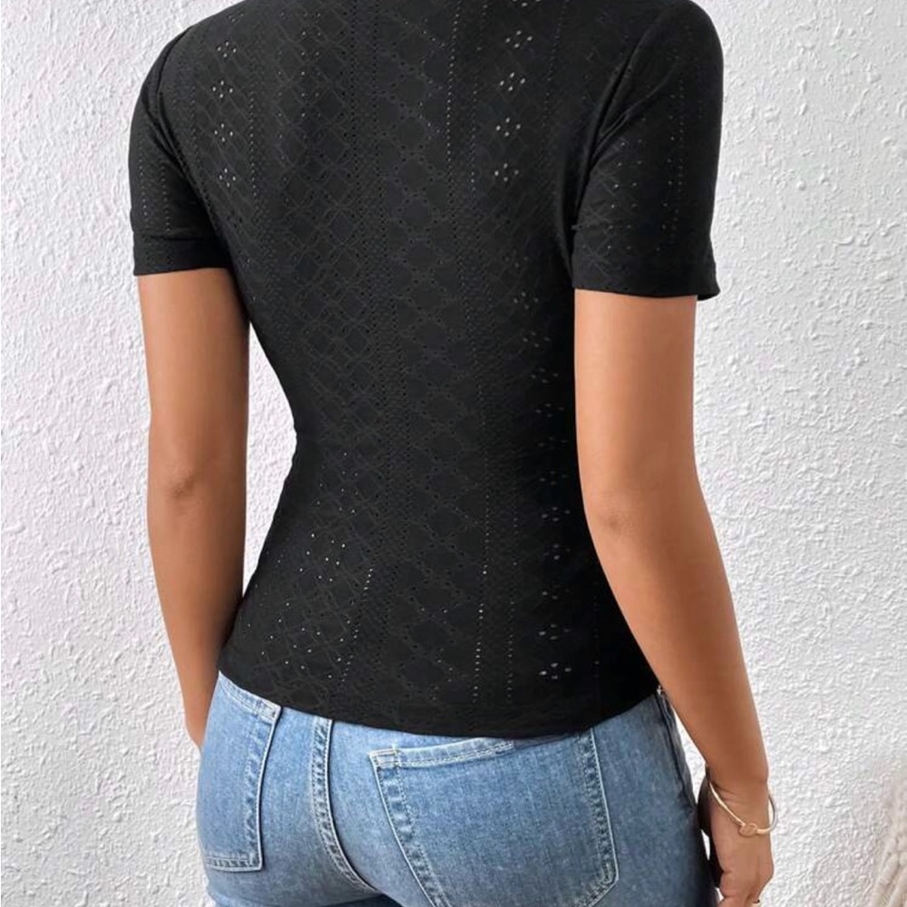 Black Button-Detail Women's Top - Picture 6 of 6